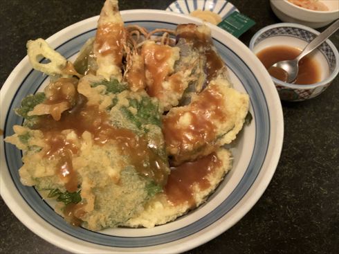 長野県　上諏訪　秋月　味噌天丼